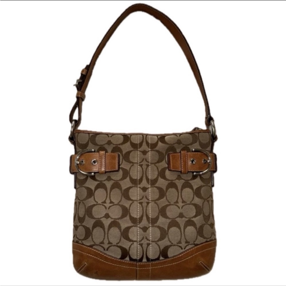 Vintage Coach Signature Jacquard Canvas & Leather Soho Bag